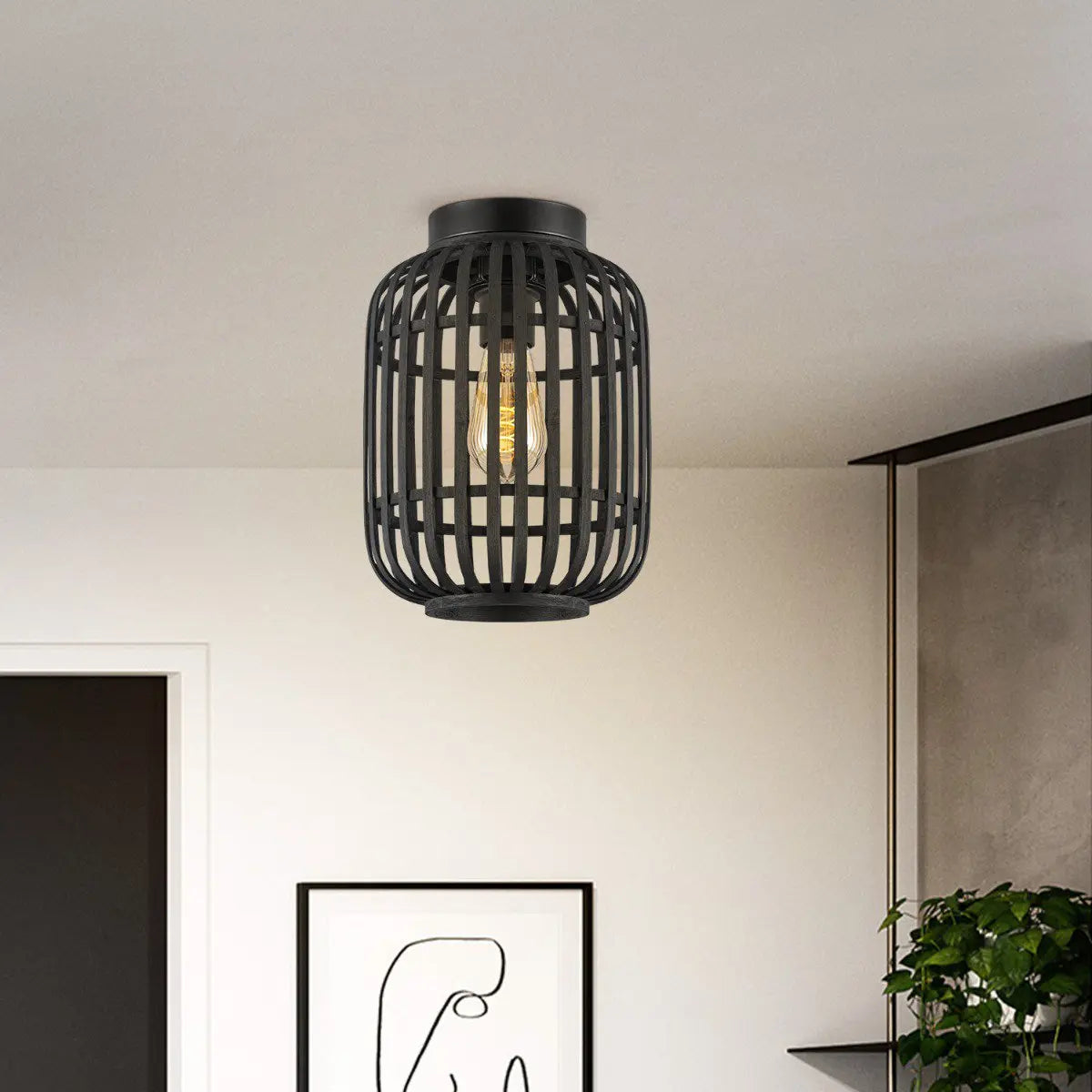 Kavira Plafondlamp met Bamboe - Zwart Home Sweet Home