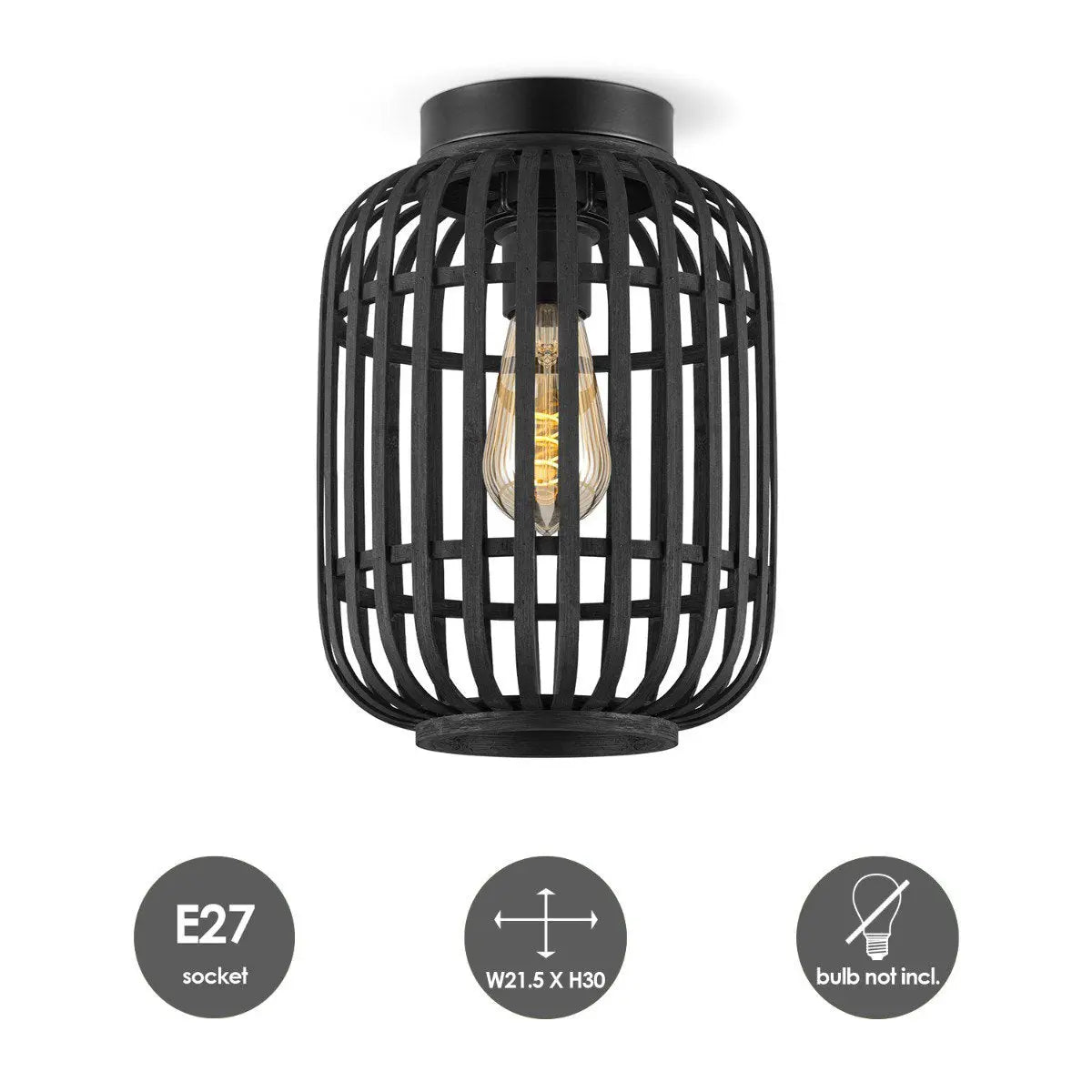 Kavira Plafondlamp met Bamboe - Zwart Home Sweet Home