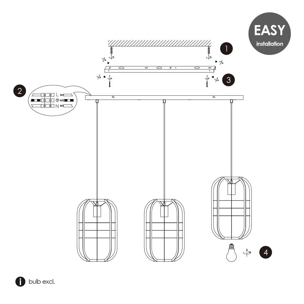 Korela Hanglamp 3 Lichts - Lang Home Sweet Home