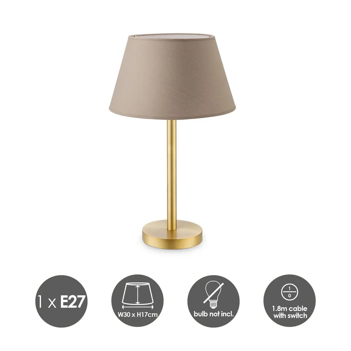 Lorina Tafellamp Taupe, Goud Home Sweet Home