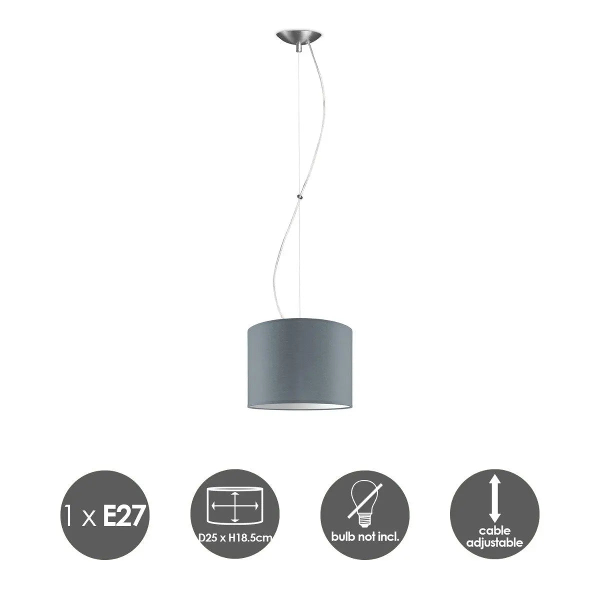 Lysia Hanglamp 25 cm - Grijs Home Sweet Home