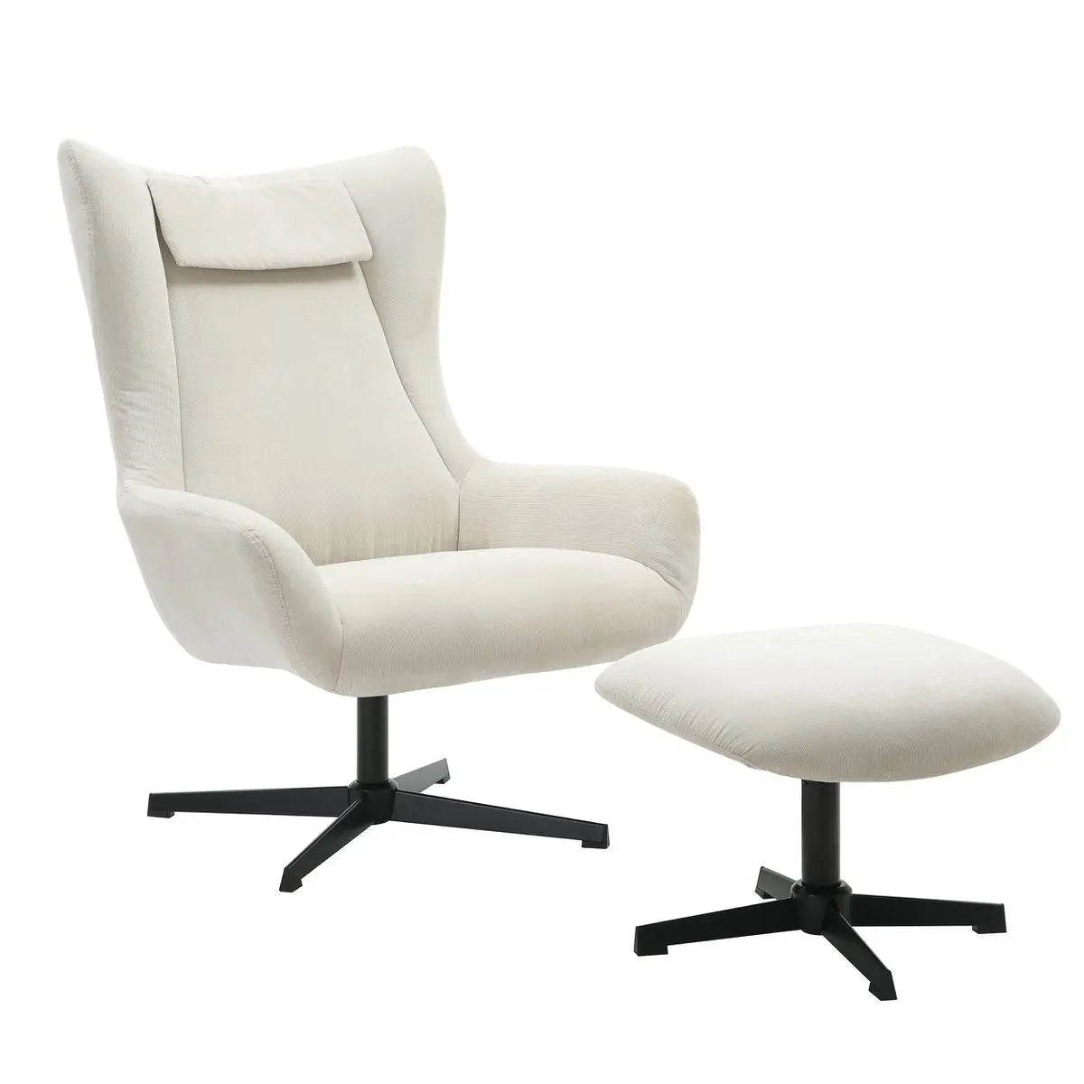 Quilo Fauteuil en Kruk Corduroy-look - Beige SalesFever