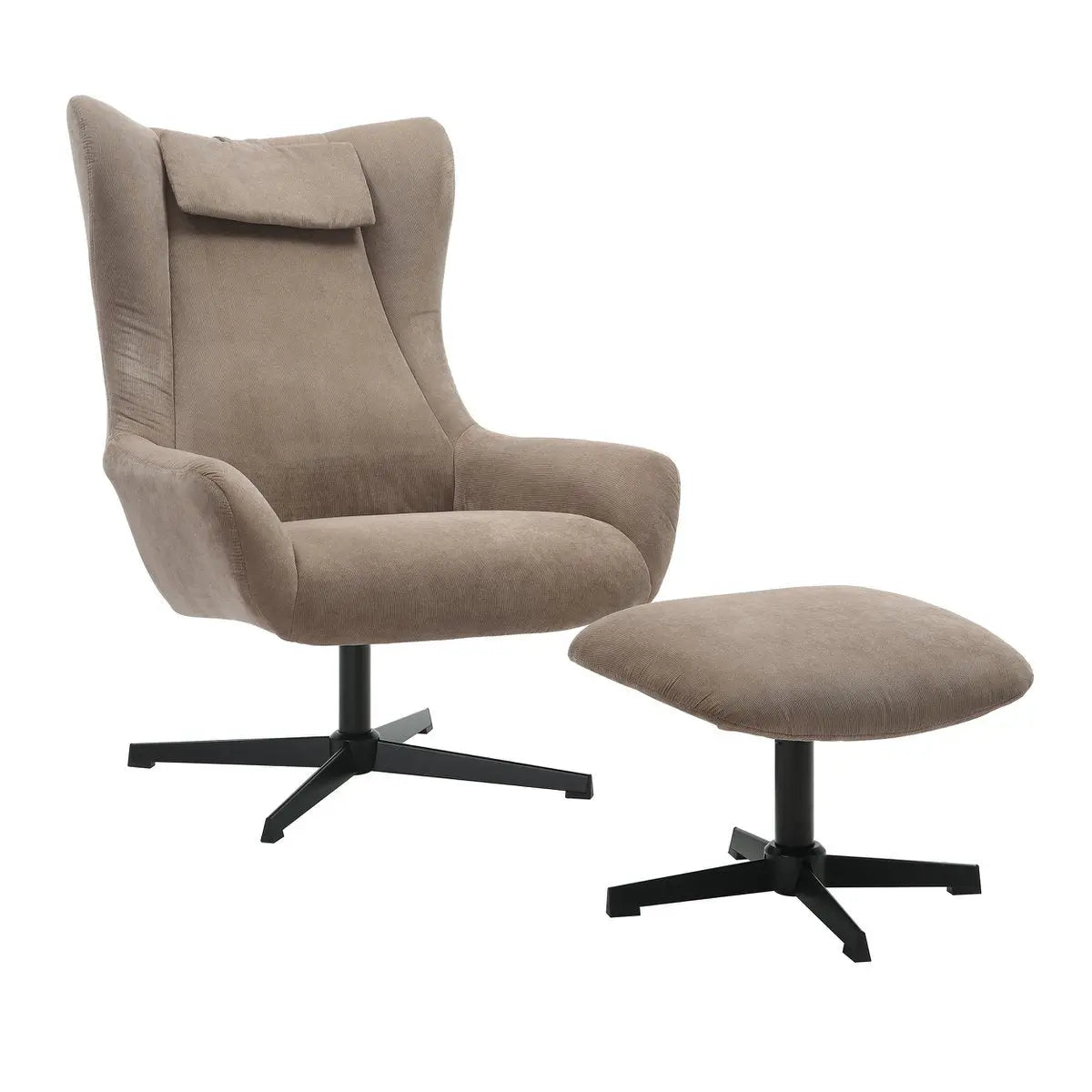 Quilo Fauteuil en Kruk Corduroy-look - Bruin SalesFever