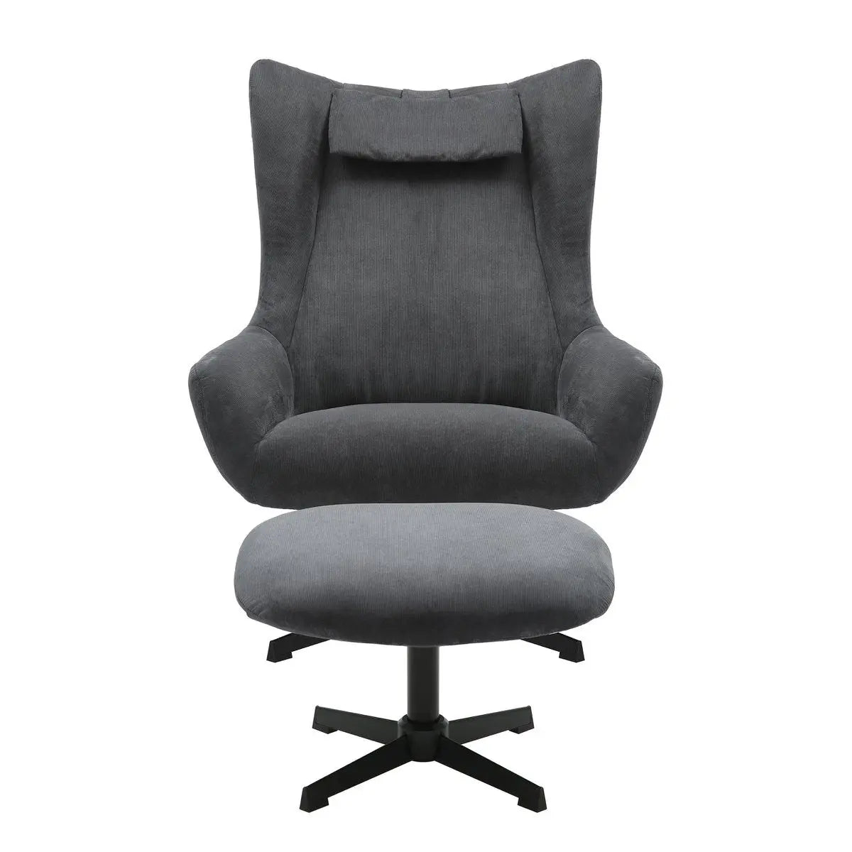 Quilo Fauteuil en Kruk Corduroy-look - Grijs SalesFever