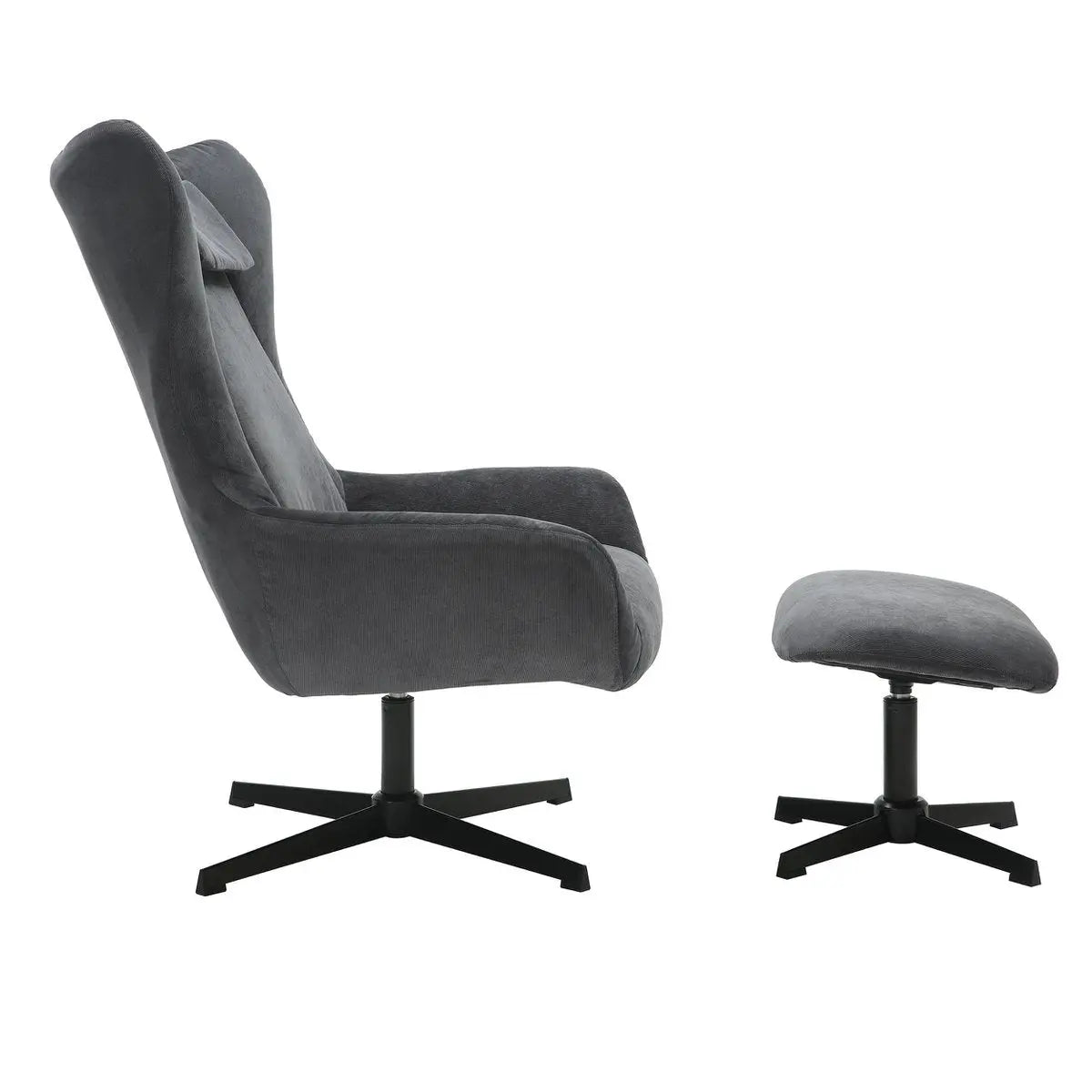 Quilo Fauteuil en Kruk Corduroy-look - Grijs SalesFever