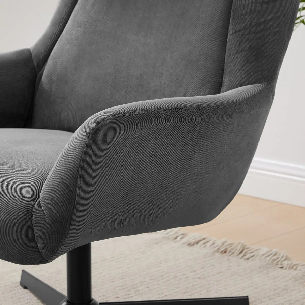 Quilo Fauteuil en Kruk Corduroy-look - Grijs SalesFever