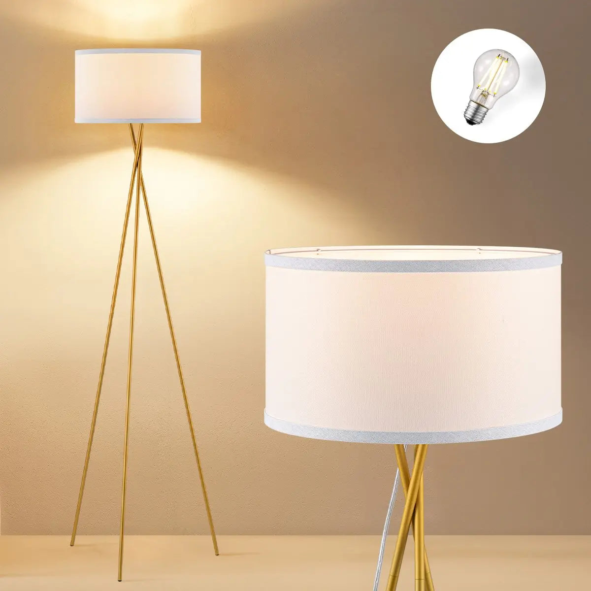 Solara Vloerlamp - Goud/Wit Home Sweet Home