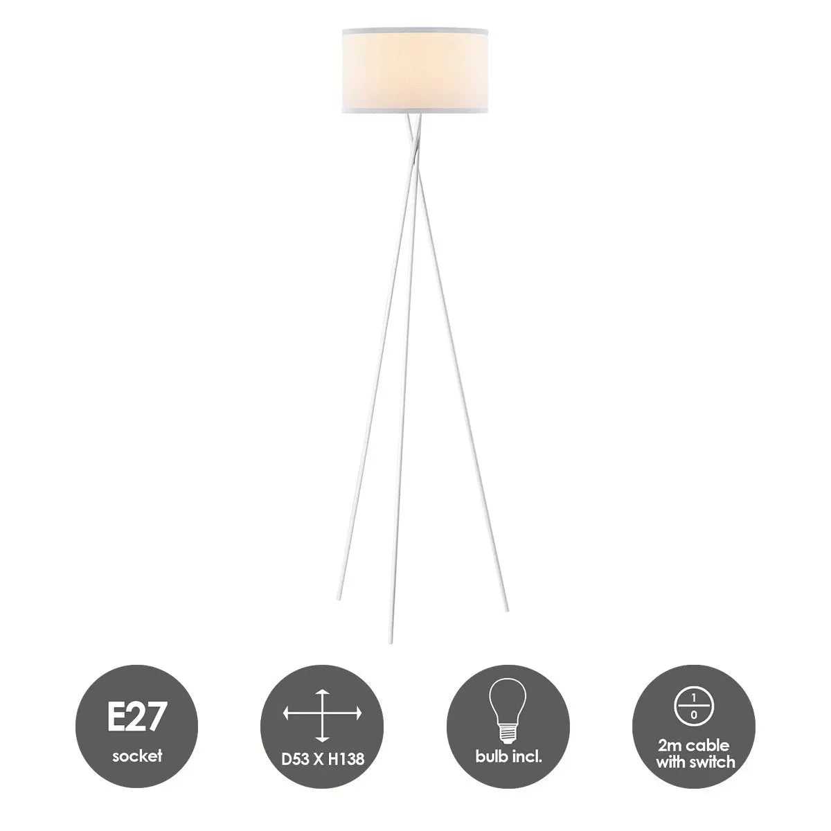 Solara Vloerlamp - Wit/wit Home Sweet Home