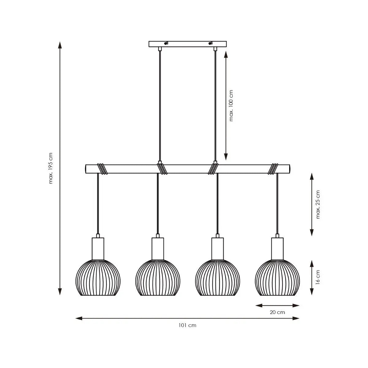 Tavix Hanglamp - 4 Lichts Home Sweet Home