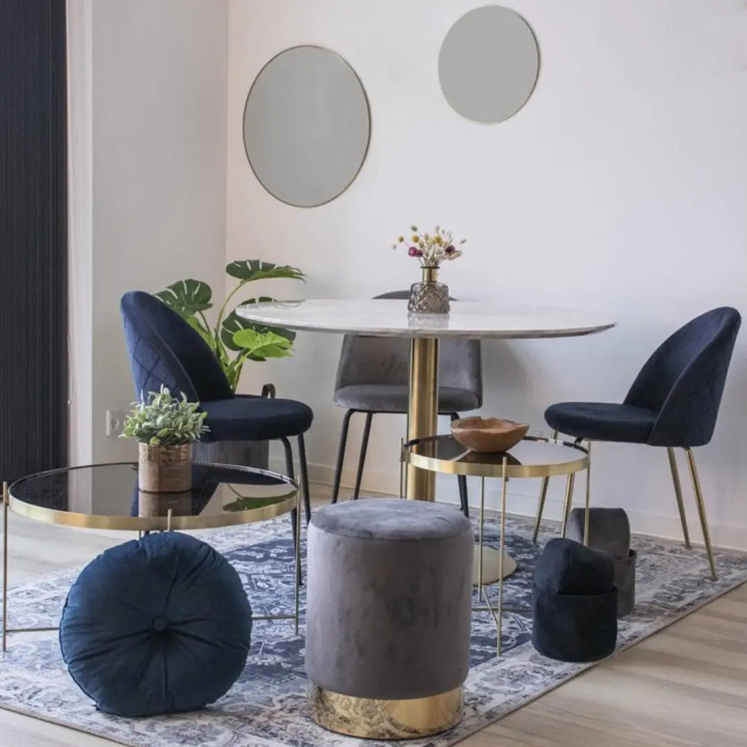 Tyra Eetkamerstoel Blauw en Goud - Set van 2 House Nordic ApS