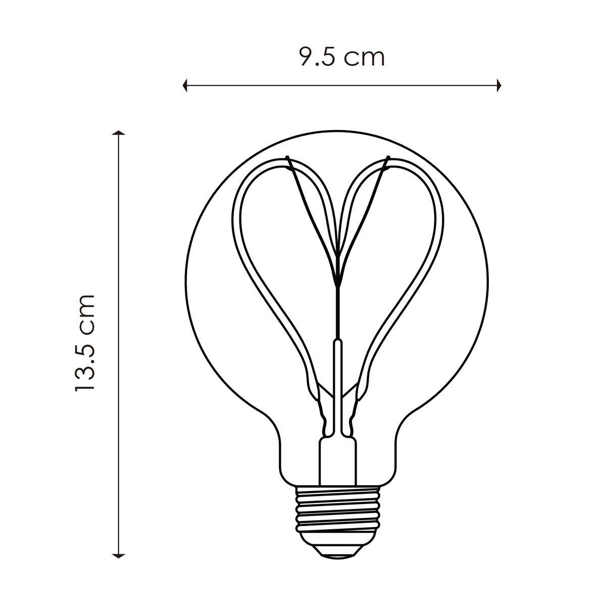 Zarton Dimbare LED Globe Heart E27 - Goud